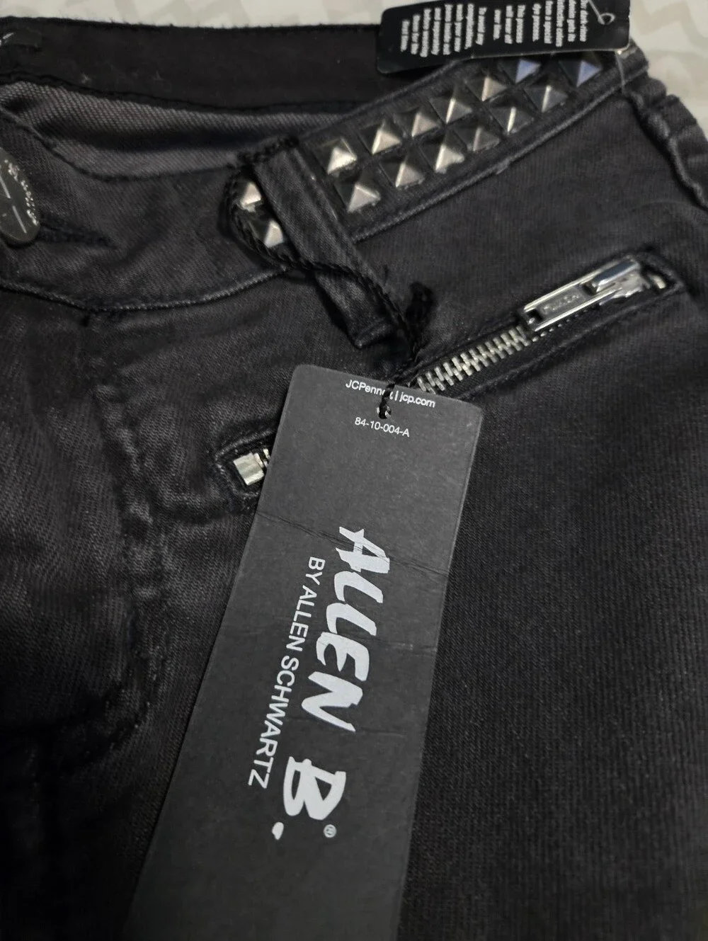 Y2K Deadstock Allen B Goth Punk Black Denim Studded Capris/Long Shorts